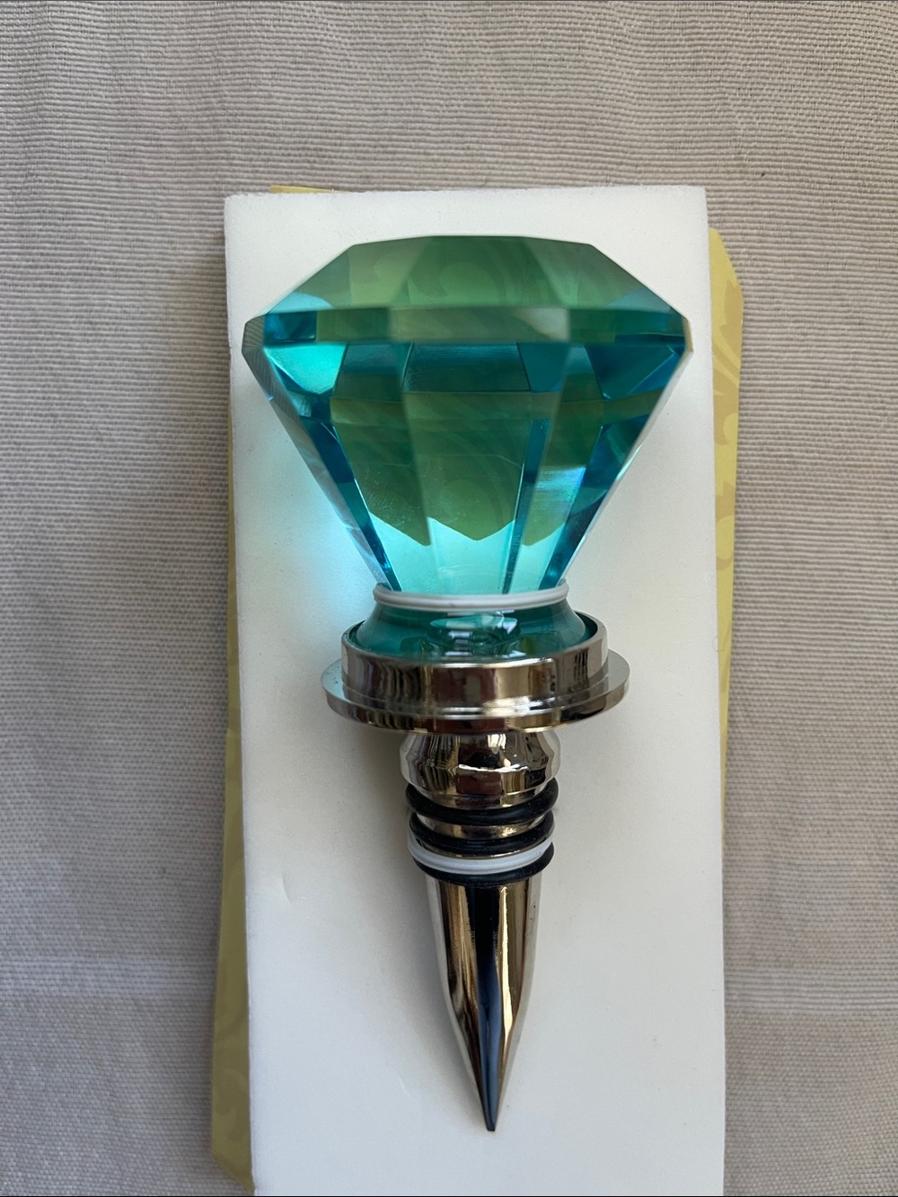 Turquoise Crystal Diamond Wine Bottle Stopper - Picture 2 of 6